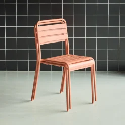 Pair of steel and stackable garden chairs