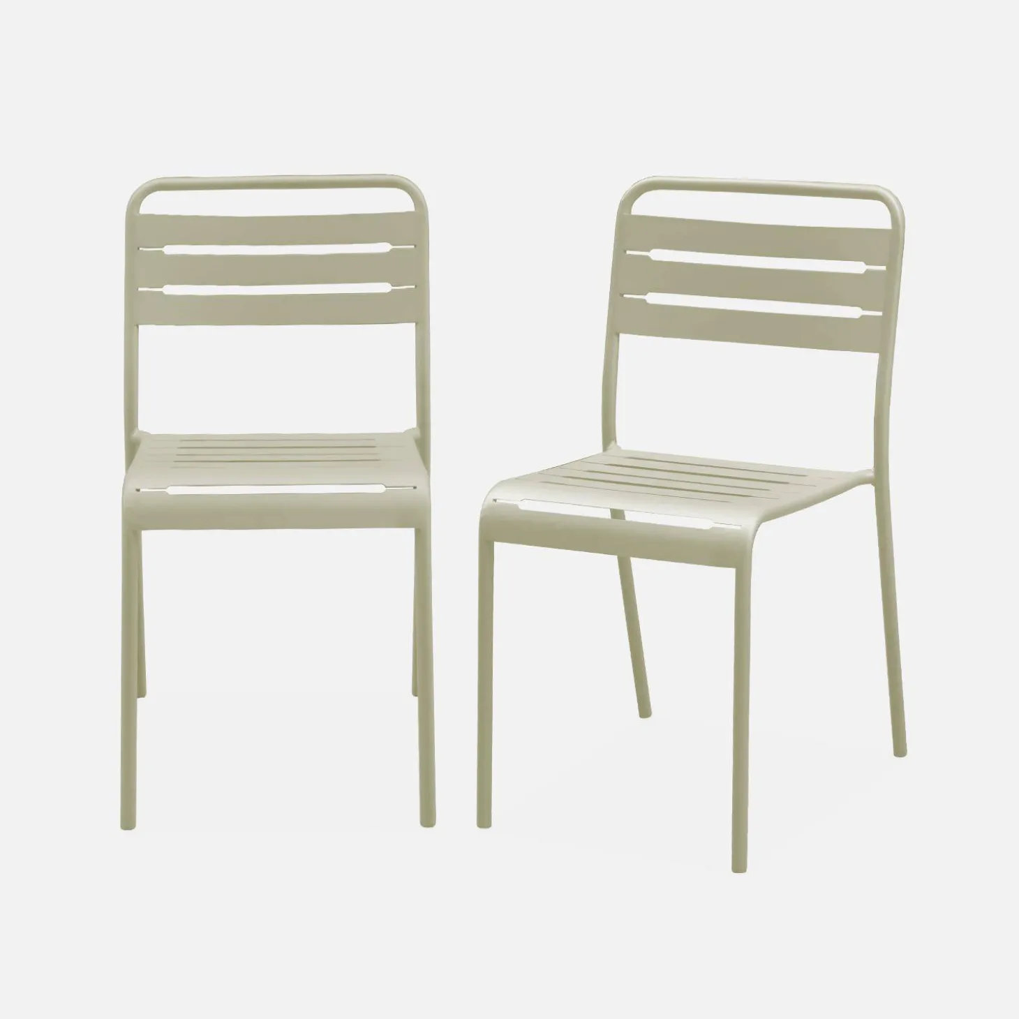 Pair of steel and stackable garden chairs