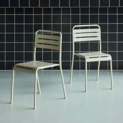 Pair of steel and stackable garden chairs