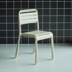Pair of steel and stackable garden chairs