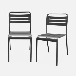 Pair of steel and stackable garden chairs