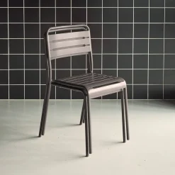 Pair of steel and stackable garden chairs
