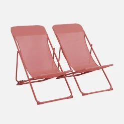 Pair of steel sun loungers