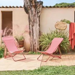 Pair of steel sun loungers