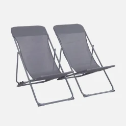 Pair of  steel sun loungers