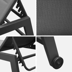 Pair of textilene and aluminium sun loungers