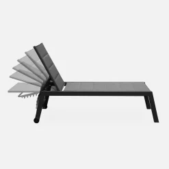 Pair of textilene and aluminium sun loungers