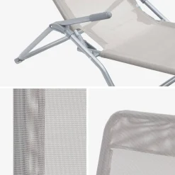 Pair of textilene sun loungers with 2 reclining positions