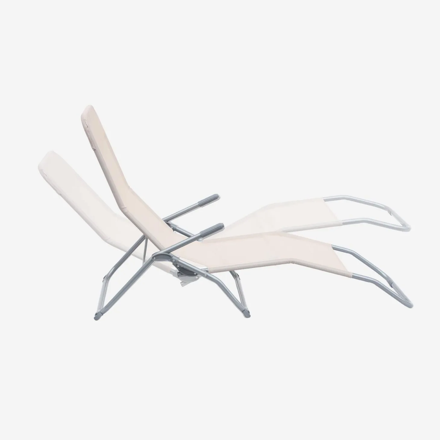Pair of textilene sun loungers with 2 reclining positions