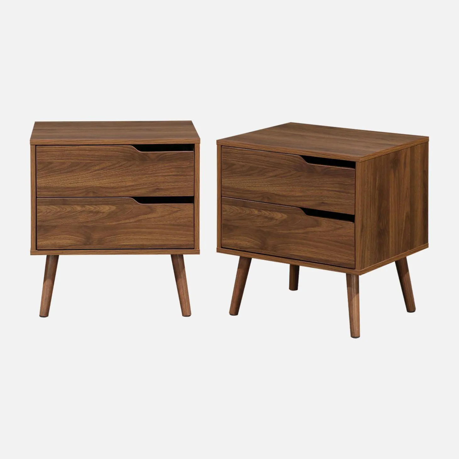Pair of walnut bedside tables with wood effect