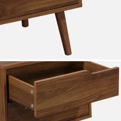 Pair of walnut bedside tables with wood effect