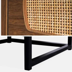 Pair of wood and cane bedside tables