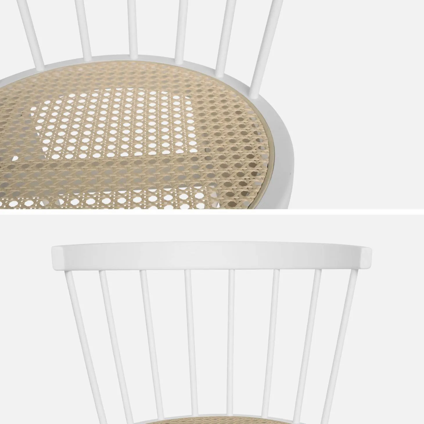 Pair of wood and cane dining chairs