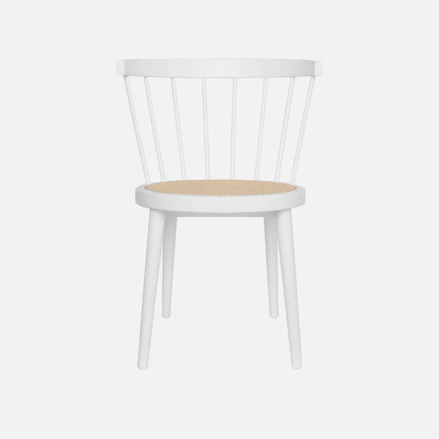 Pair of wood and cane dining chairs