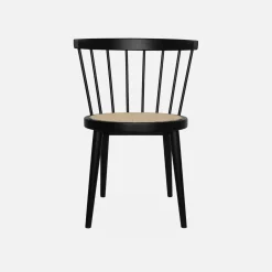 Pair of wood and cane dining chairs