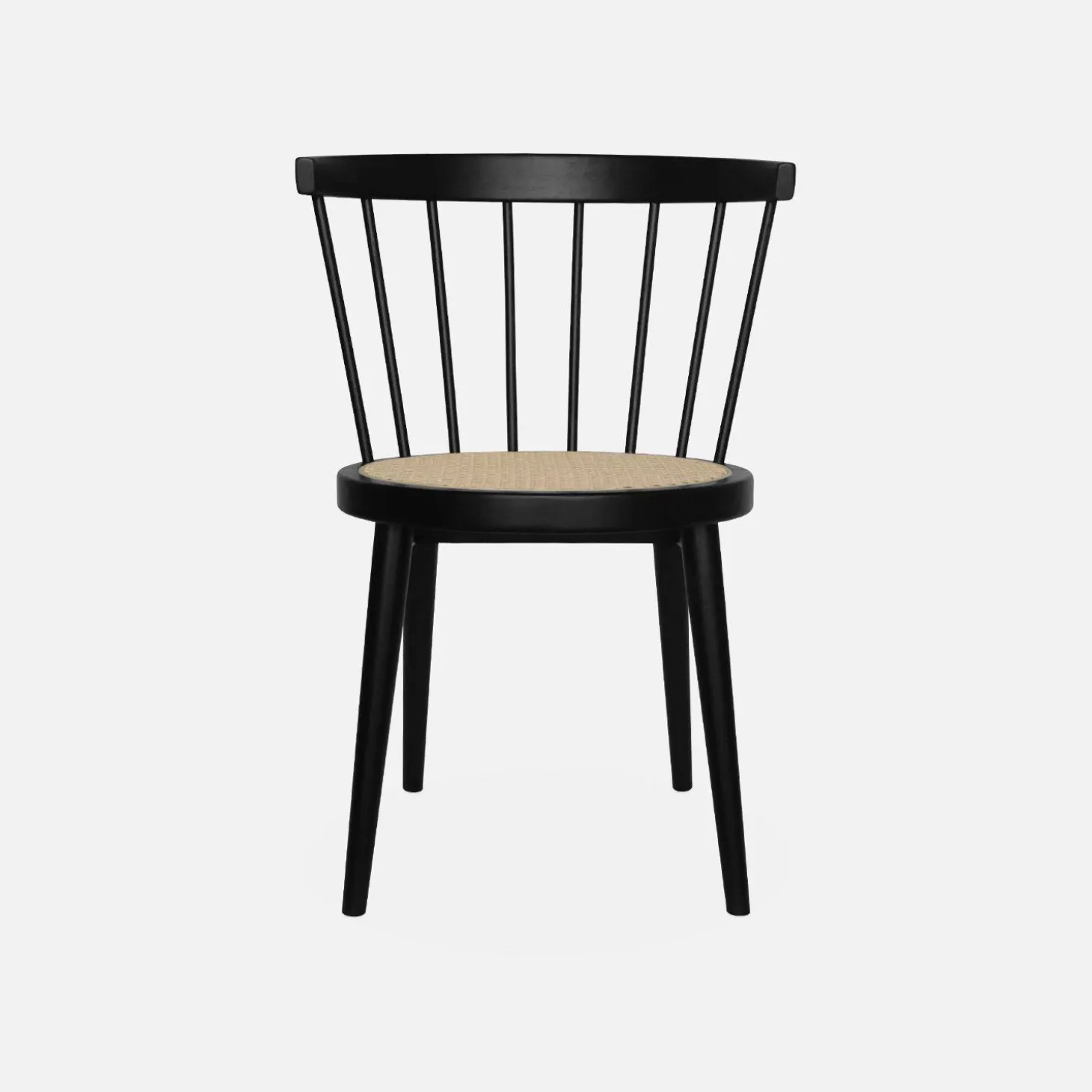 Pair of wood and cane dining chairs