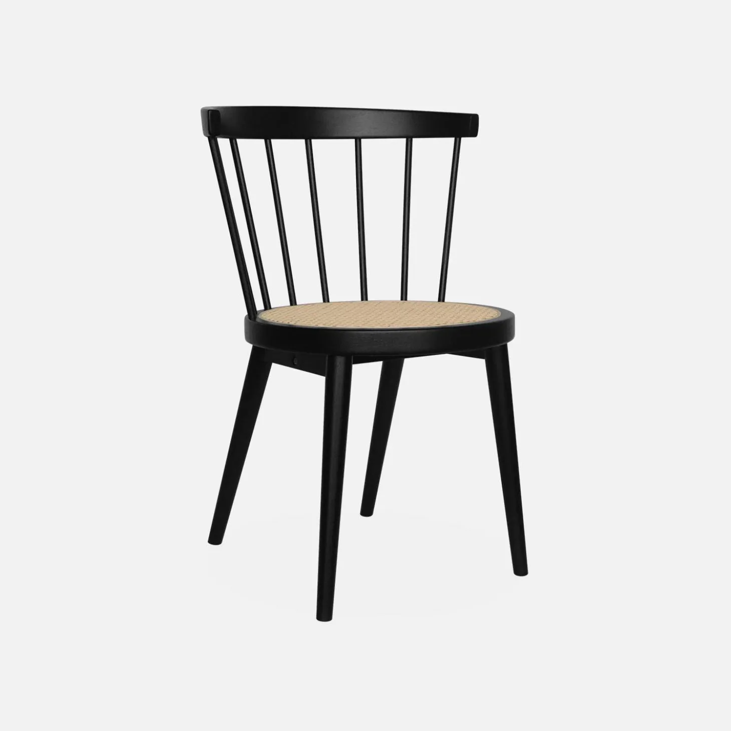 Pair of wood and cane dining chairs