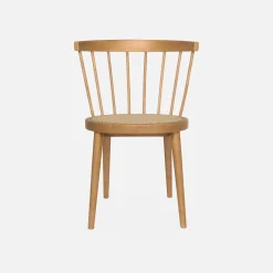 Pair of wood and cane dining chairs