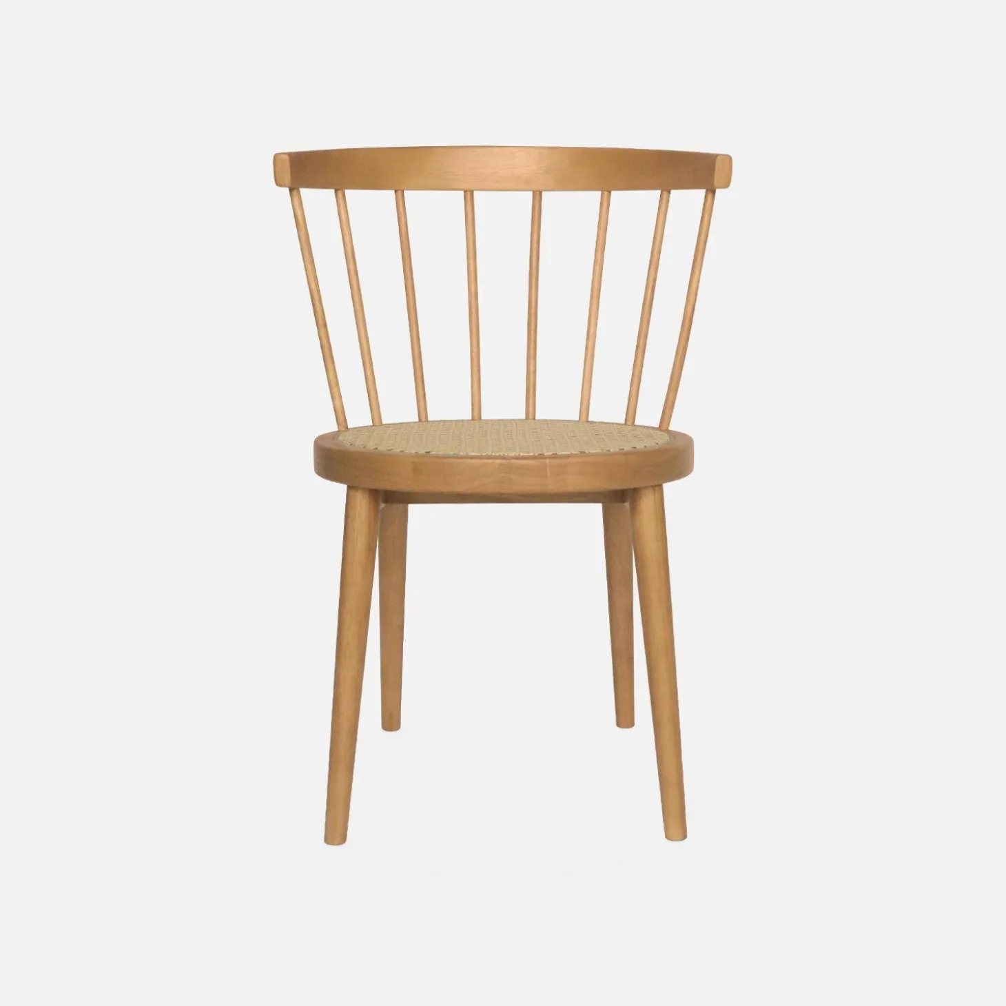 Pair of wood and cane dining chairs