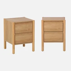 Pair of wood decor bedside table 2 drawers
