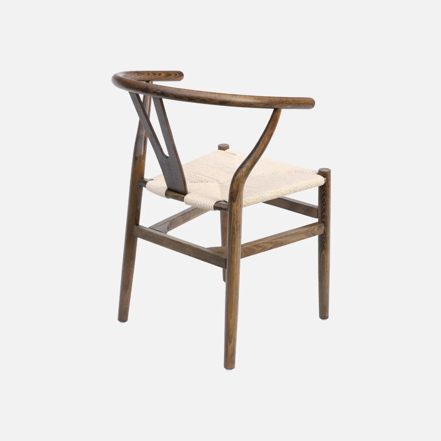 Pair of wooden chair with rope seat