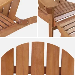 Pair of wooden deck chairs with footrests