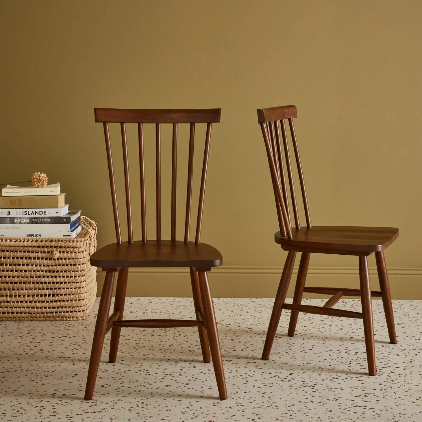 Pair of wooden dining chairs