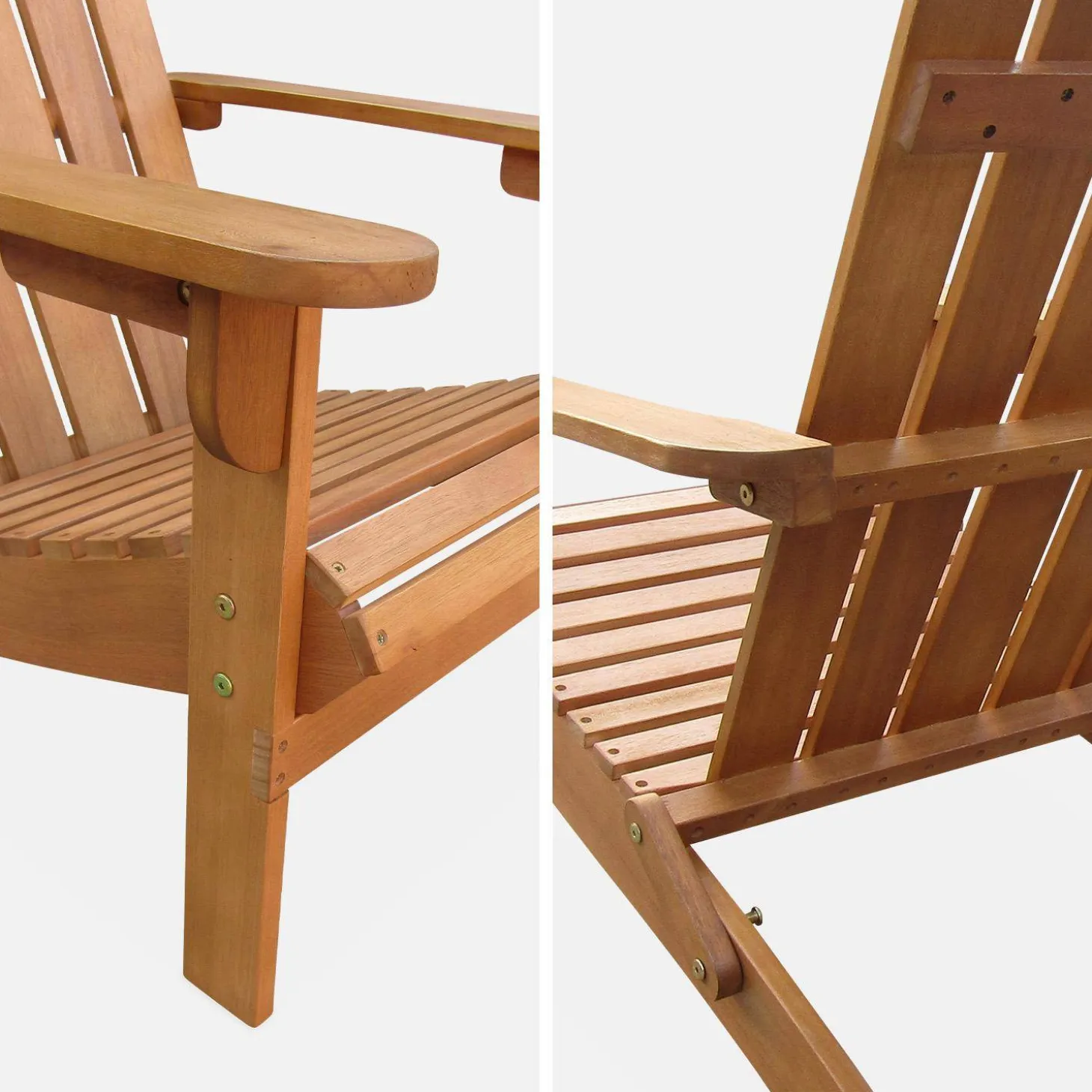 Pair of wooden garden deck chairs