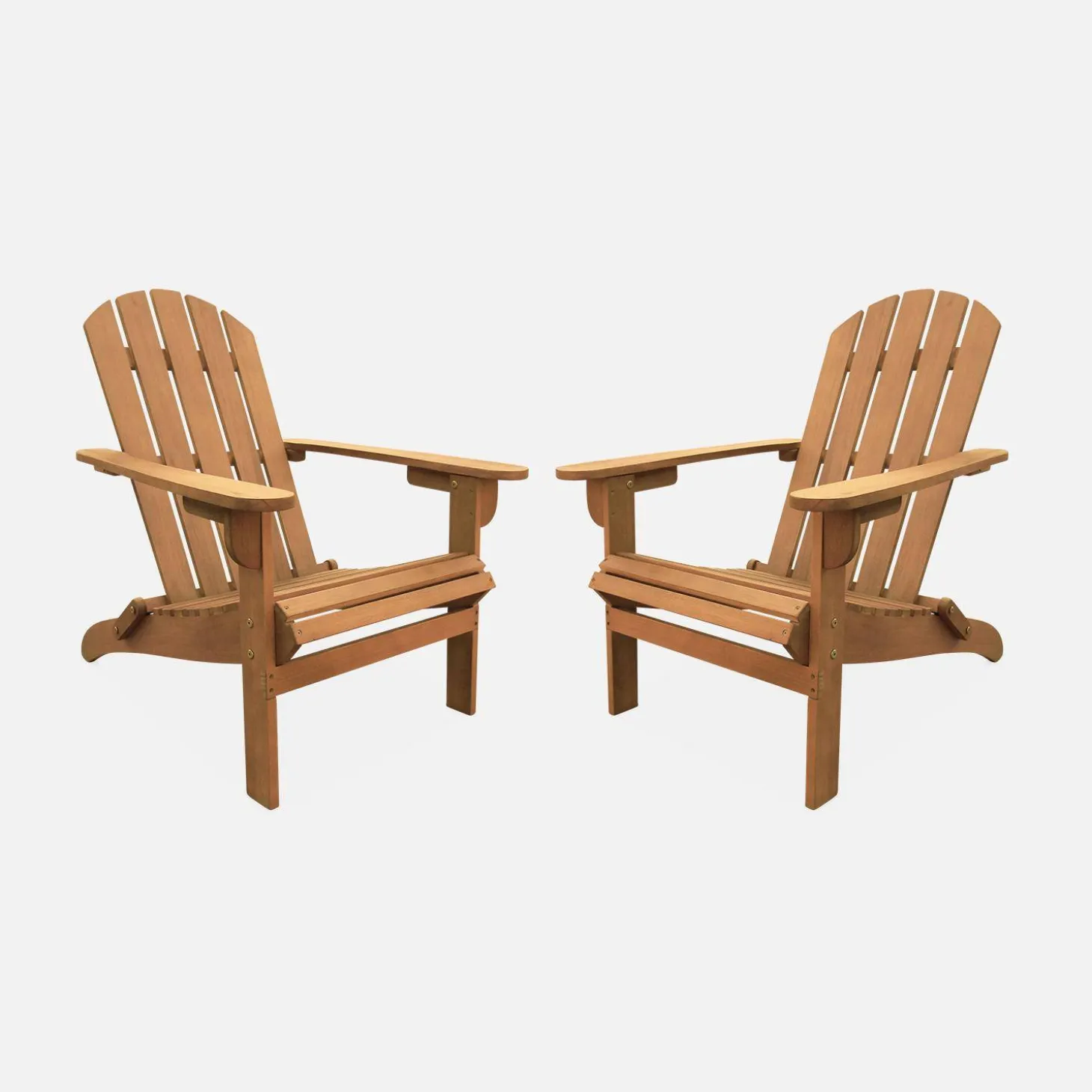 Pair of wooden garden deck chairs