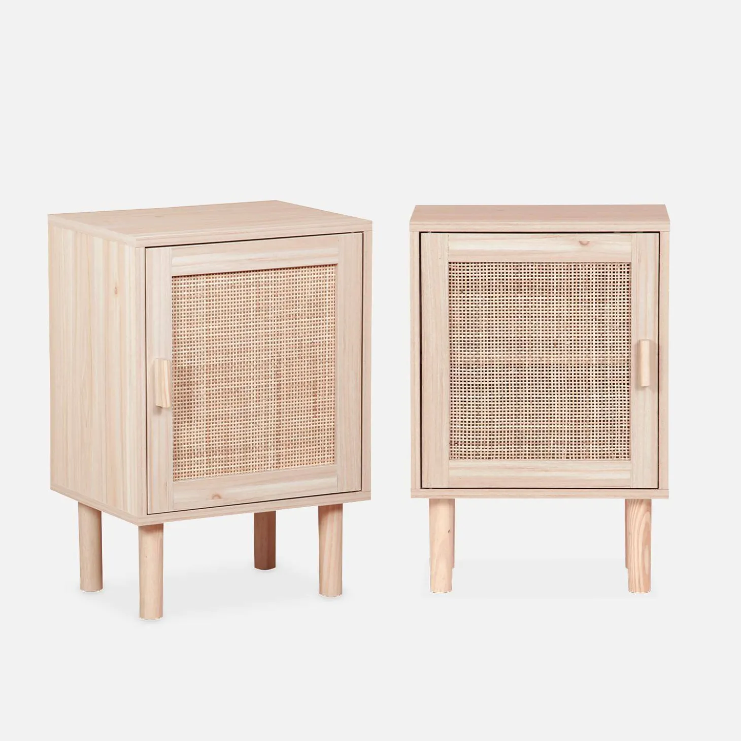 Pair of woven rattan bedside tables