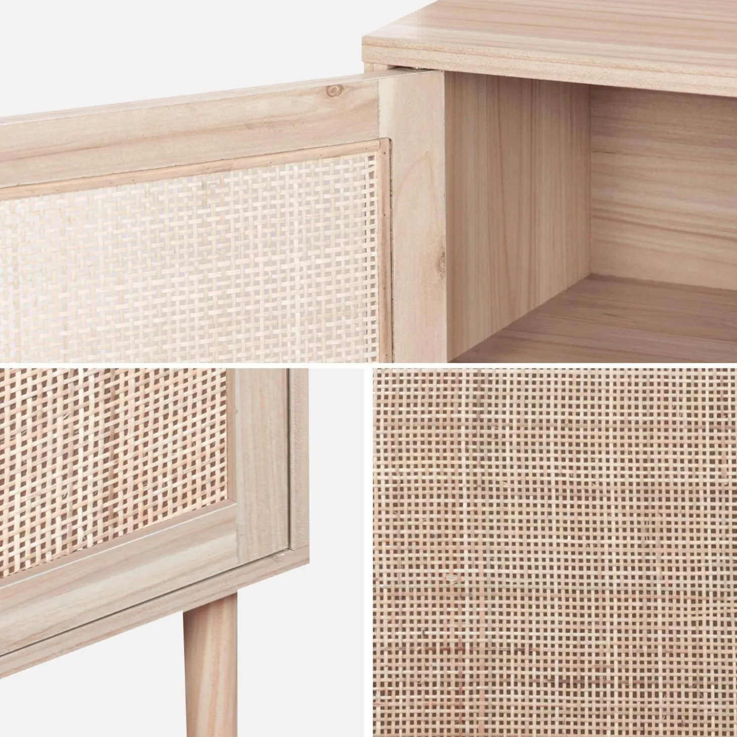 Pair of woven rattan bedside tables