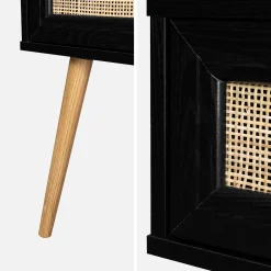 Pair of woven rattan bedside tables with drawer