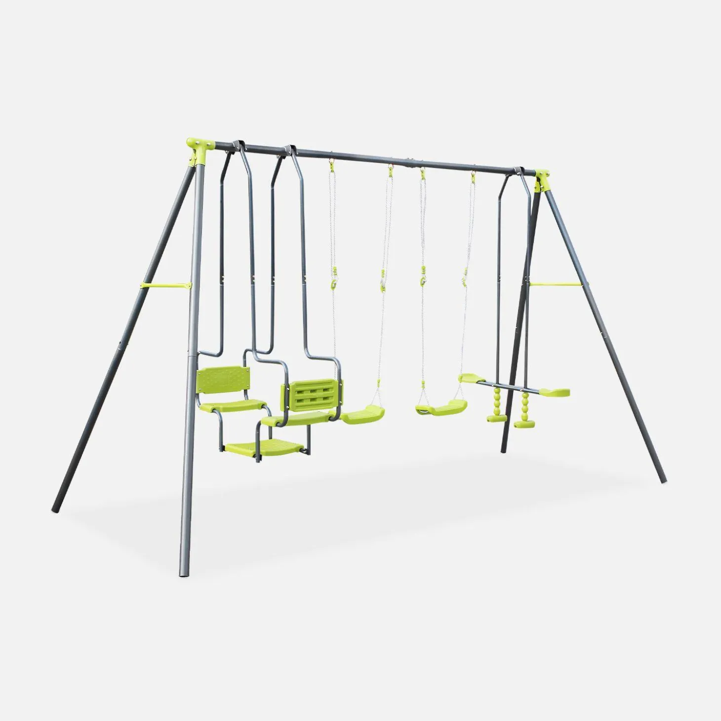 4-piece swing set with 2 swings, tandem swing and glider swing