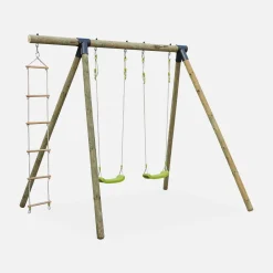 Playground swings, rope ladder