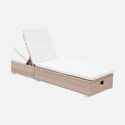 Polyester woven resin sun lounger, multi position