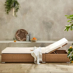 Polyester woven resin sun lounger, multi position