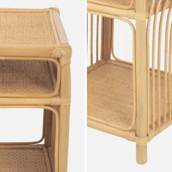 Rattan nightstand 1 shelf 1 compartment (set of 2)