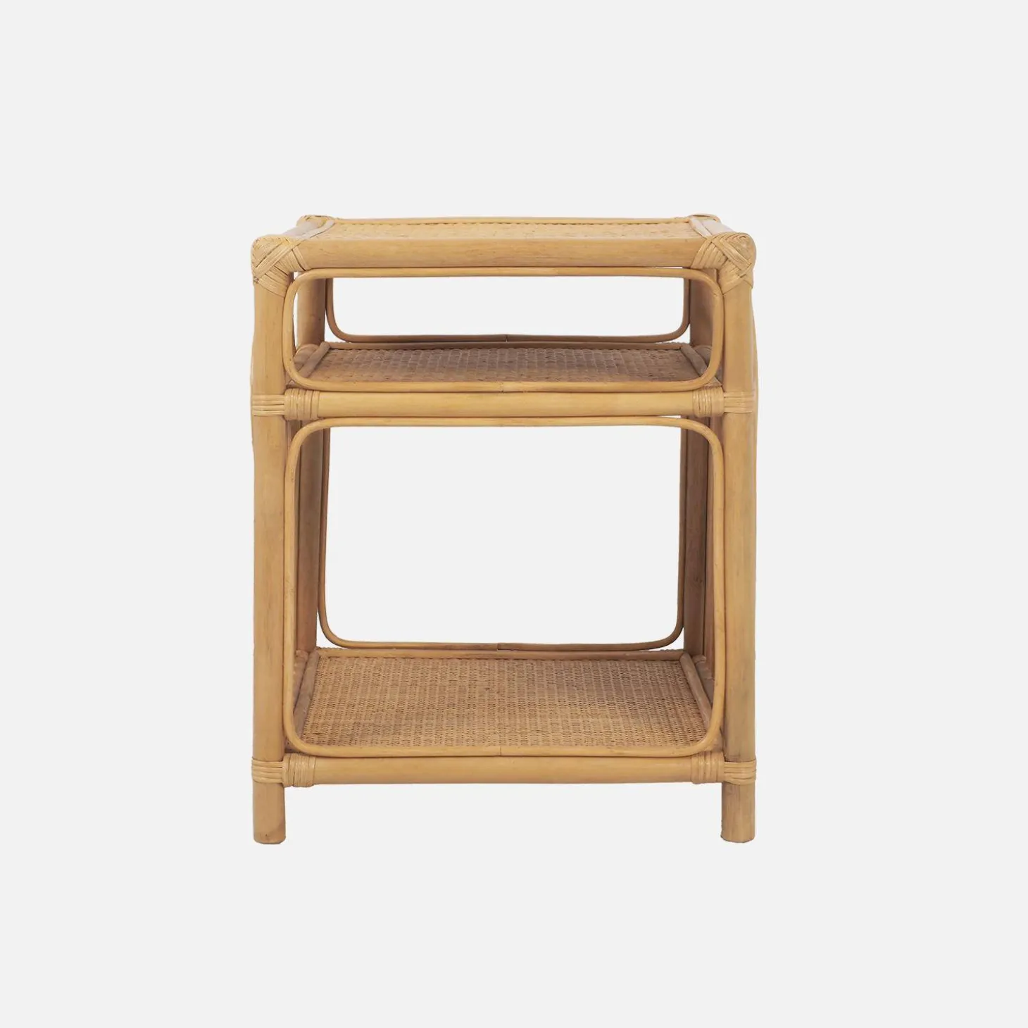 Rattan nightstand 1 shelf 1 compartment (set of 2)