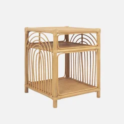 Rattan nightstand 1 shelf 1 compartment (set of 2)