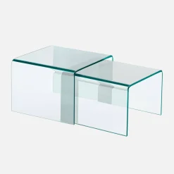 Rectangular and square nesting tables tempered glass