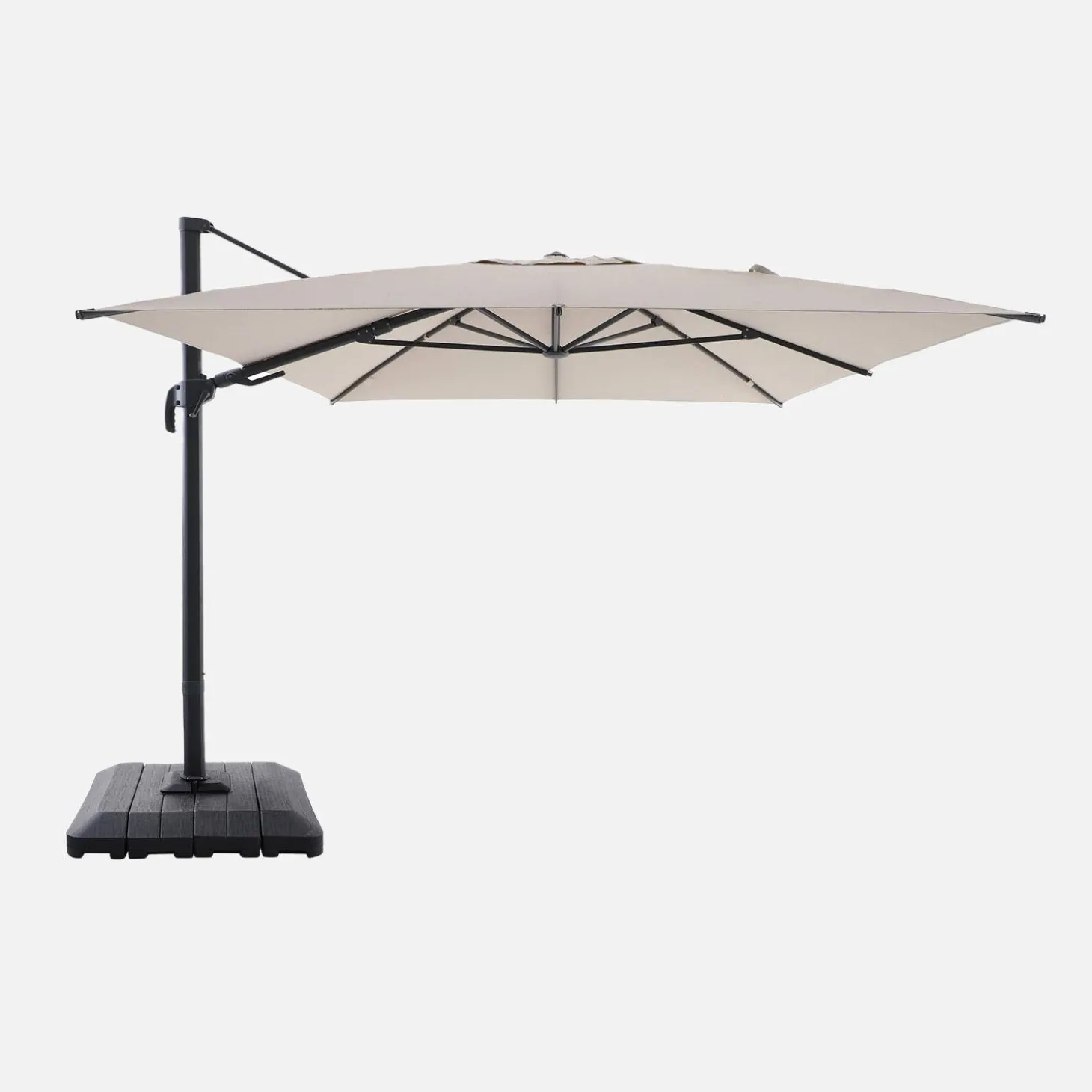 Rectangular cantilever parasol 3x4m + cover and ballast slabs 98x98cm