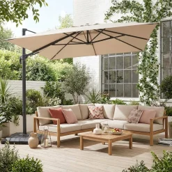 Rectangular cantilever parasol 3x4m + cover and ballast slabs 98x98cm