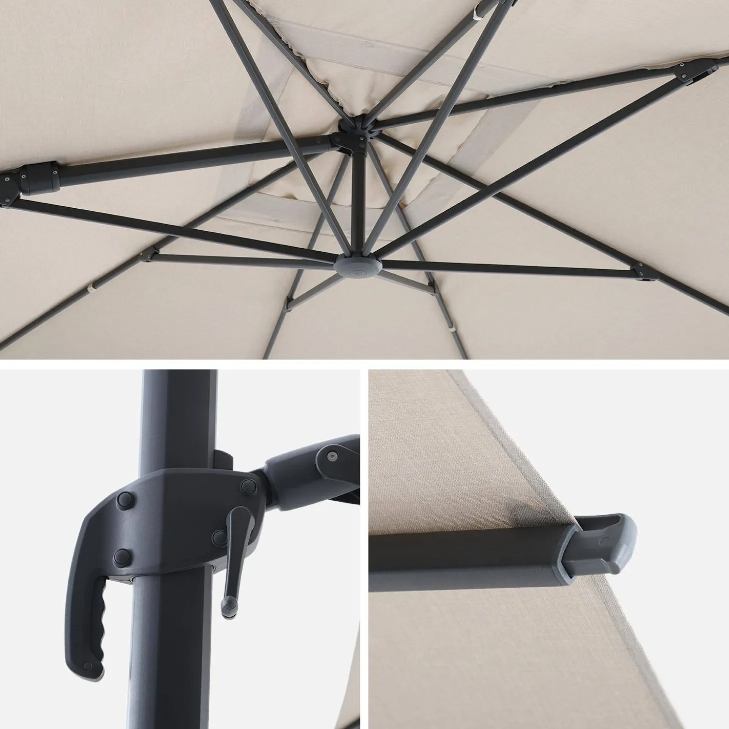 Rectangular cantilever parasol 3x4m + cover and ballast slabs 98x98cm