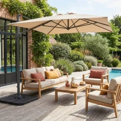Rectangular cantilever parasol 2x3m + 4 ballast slabs 50x50cm