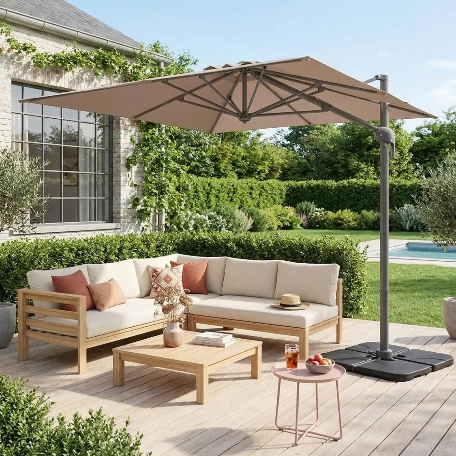 Rectangular cantilever parasol 2x3m + 4 ballast slabs 50x50cm