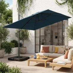 Rectangular cantilever parasol 3x4m + 50x50cm ballast slabs