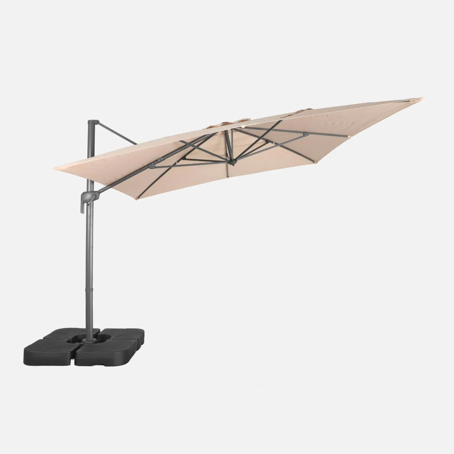Rectangular cantilever parasol 3x4m + weight slabs 50x50cm