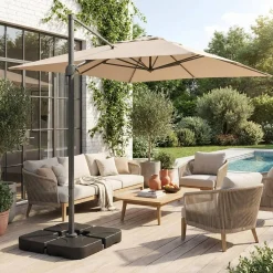Rectangular cantilever parasol 3x4m + weight slabs 50x50cm