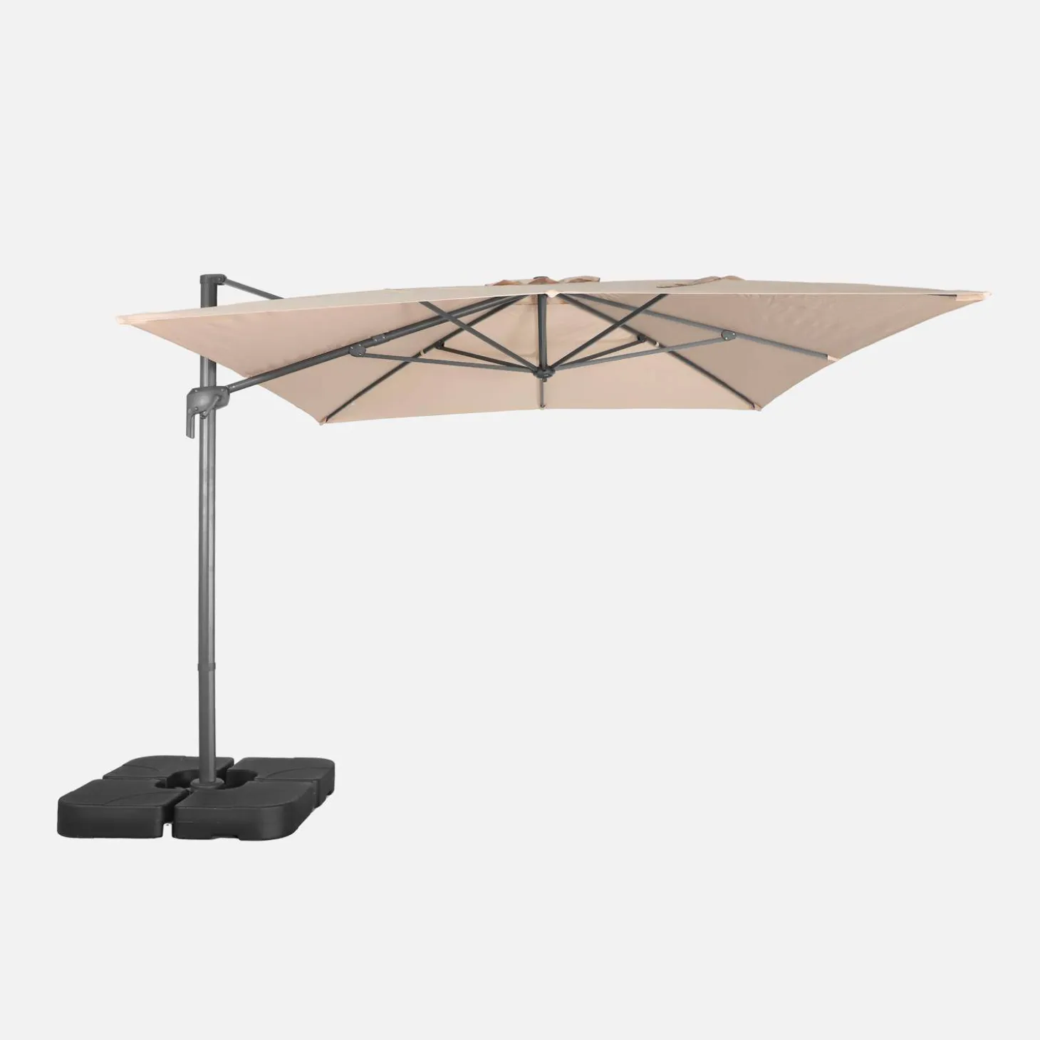 Rectangular cantilever parasol 3x4m + weight slabs 50x50cm