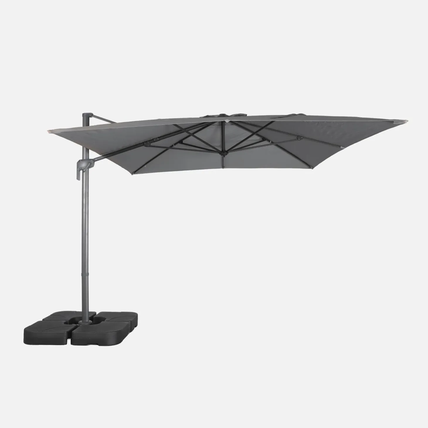 Rectangular cantilever parasol 3x4m + weight slabs 50x50cm